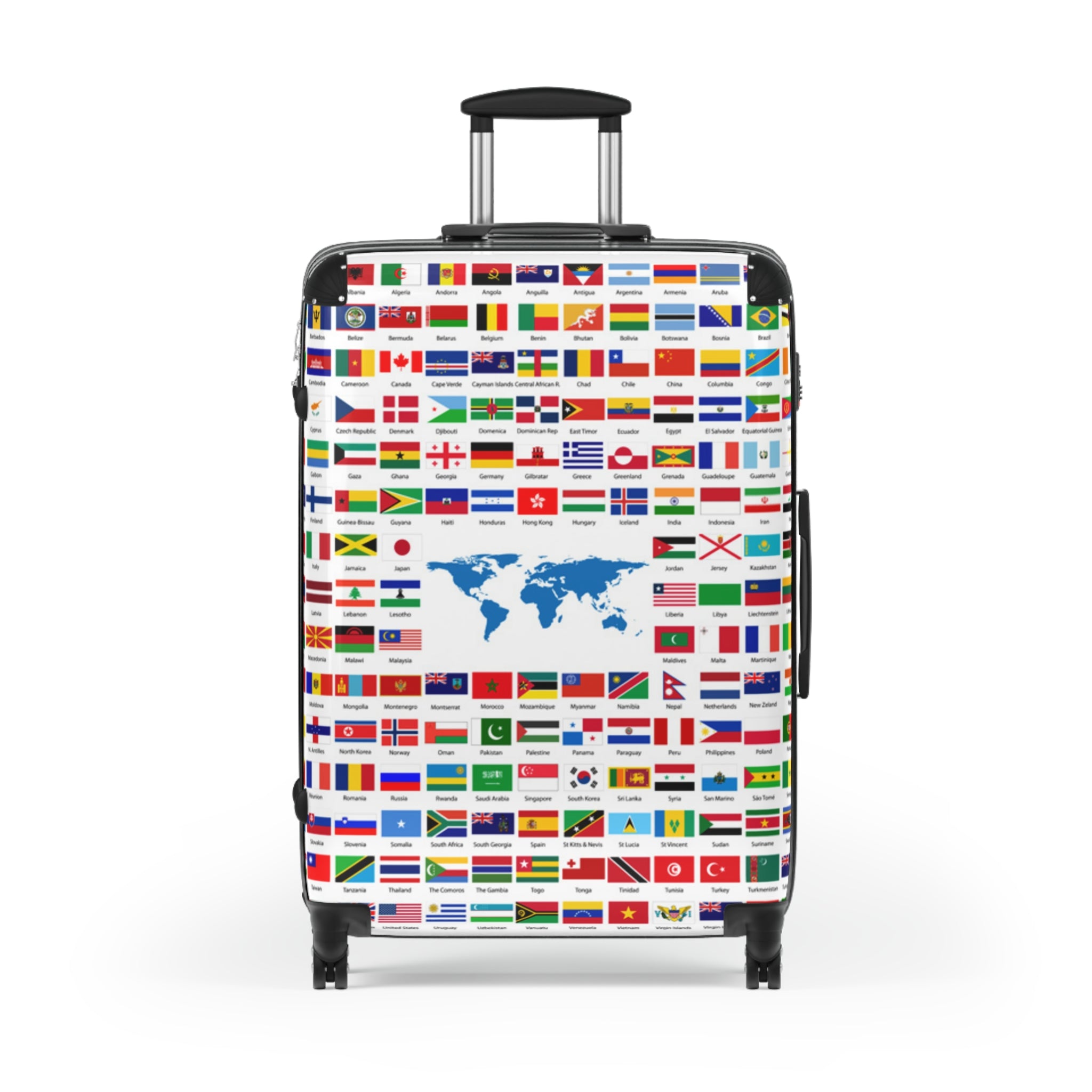 World Flags Carry-On Suitcase – Travel Luggage with Global Map Design