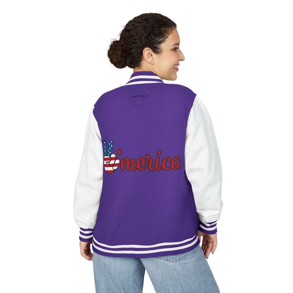 Patriotic 'LOVE' Letterman Jacket - Americana Varsity Jacket