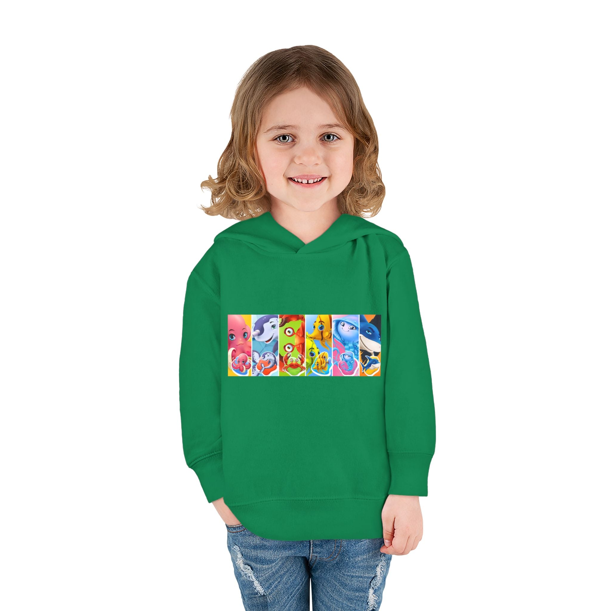 Toddler Hoodie — Colorful Cartoon Animal Collage Pullover