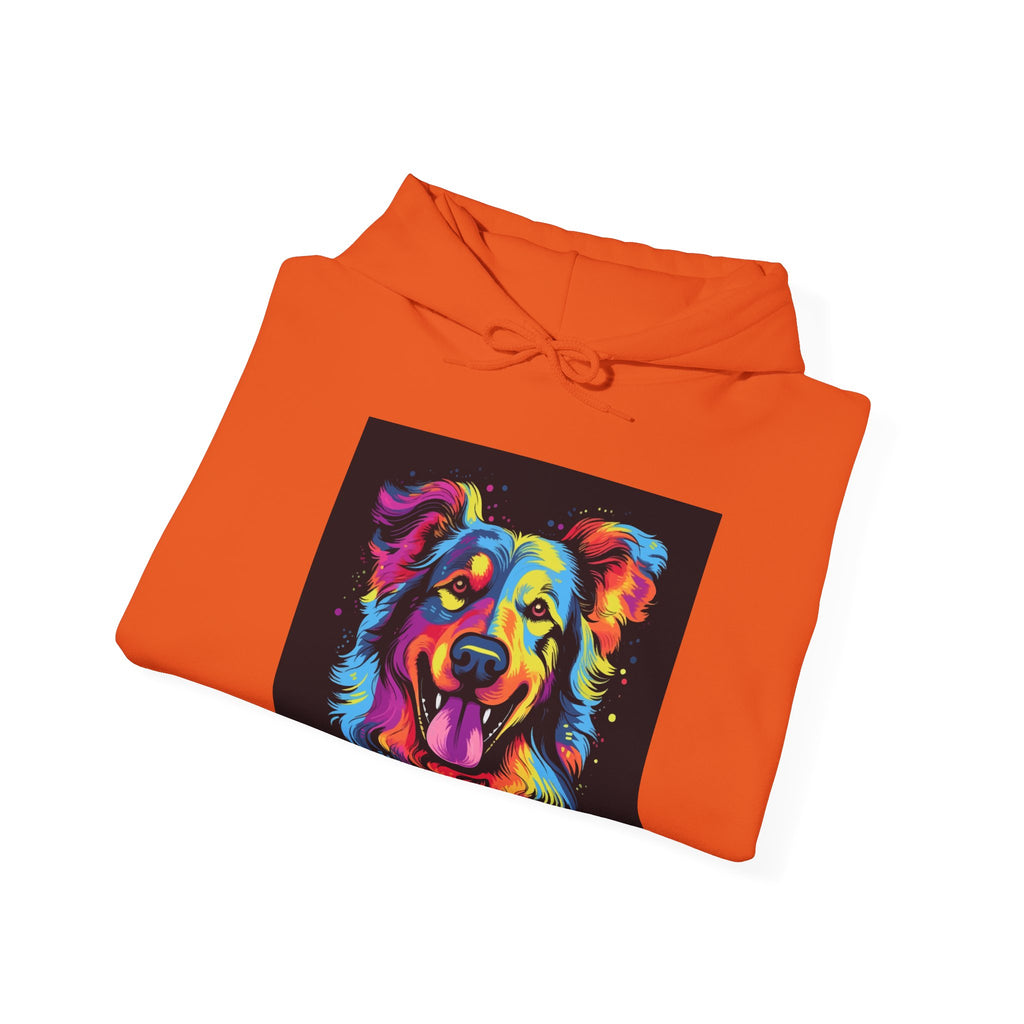 Colorful Pop Art Dog Hoodie — Vibrant Rainbow Canine Portrait Sweatshirt
