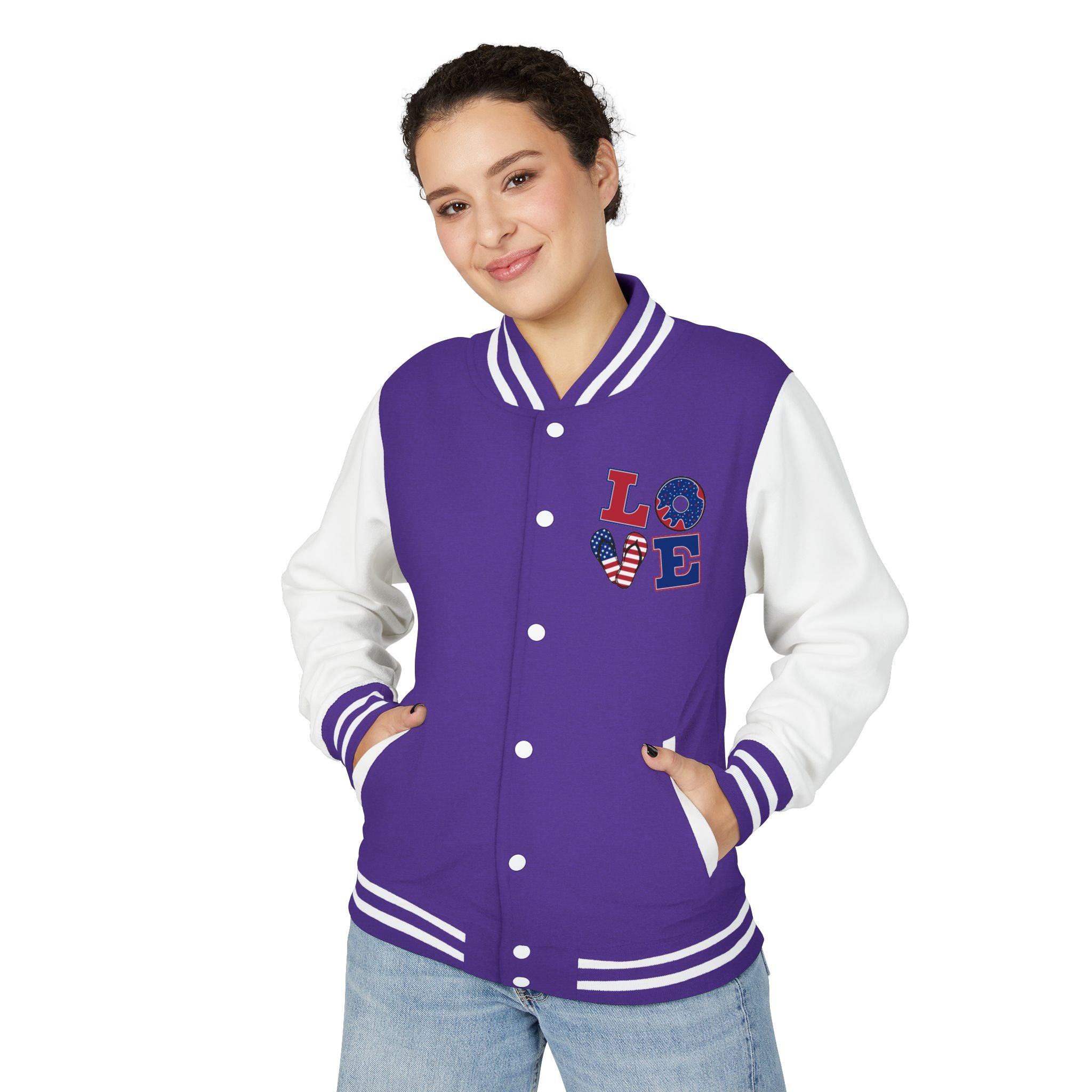 Patriotic 'LOVE' Letterman Jacket - Americana Varsity Jacket