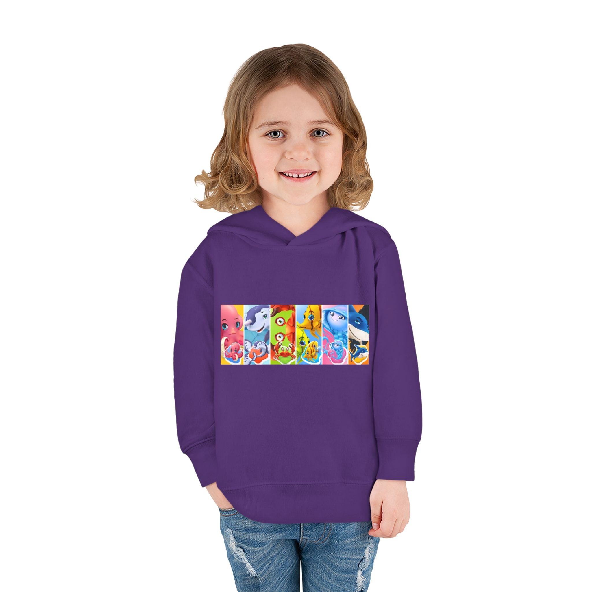 Toddler Hoodie — Colorful Cartoon Animal Collage Pullover