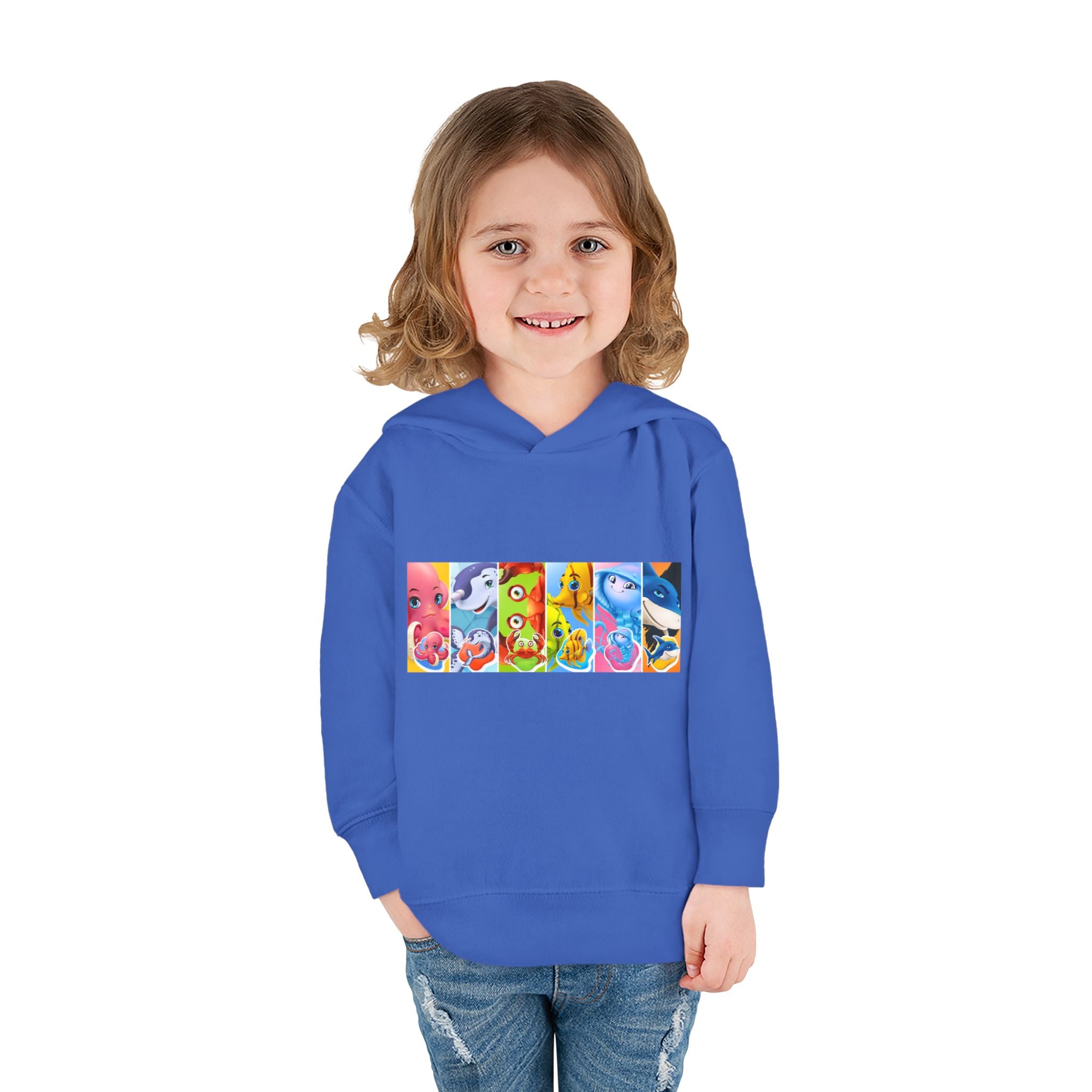 Toddler Hoodie — Colorful Cartoon Animal Collage Pullover