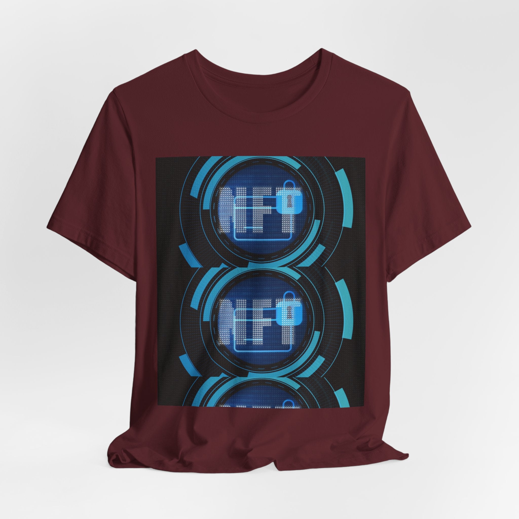 Tech Circuit Tee — Futuristic Blue Digital Graphic T-Shirt