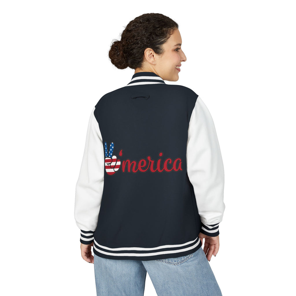 Patriotic 'LOVE' Letterman Jacket - Americana Varsity Jacket