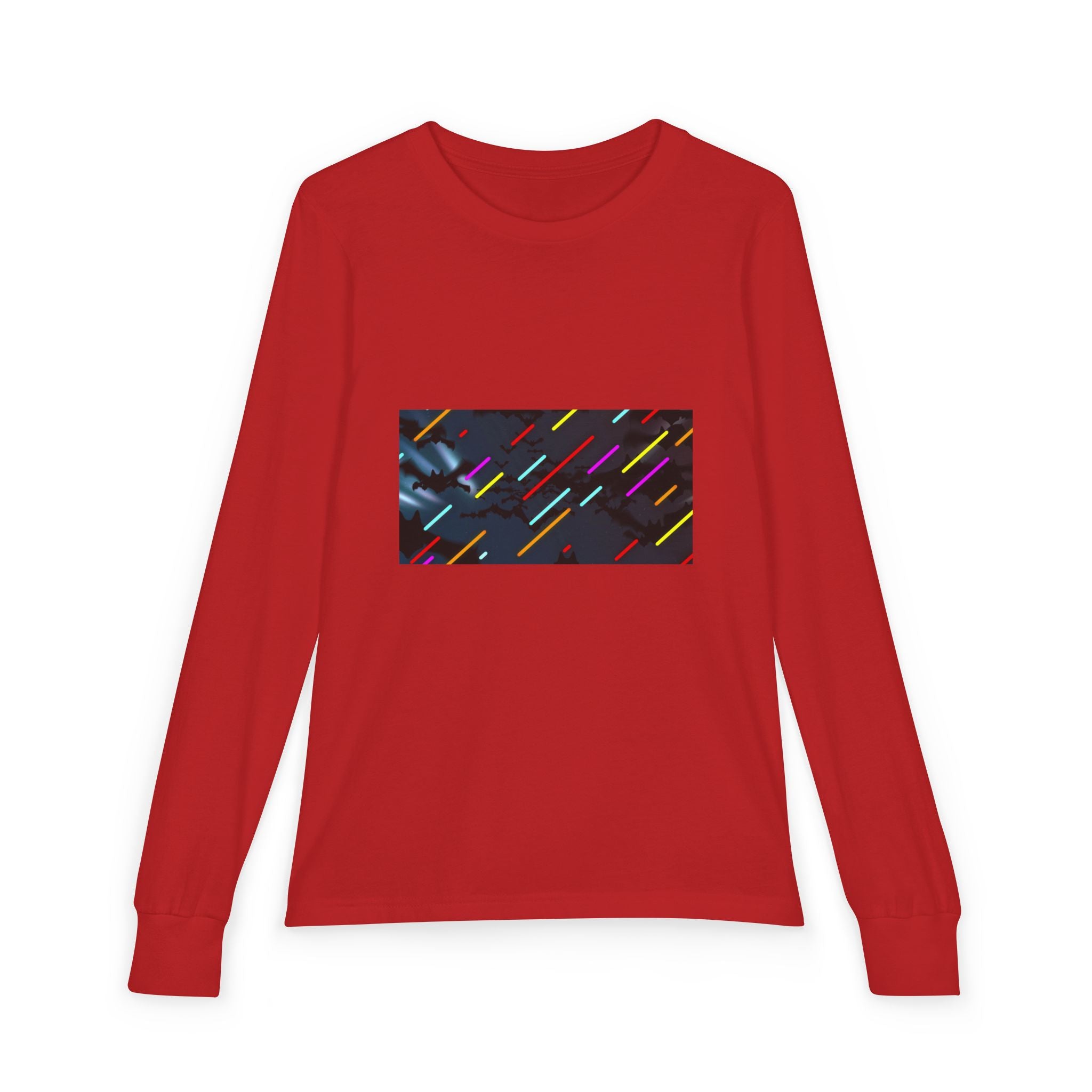 Youth Long Sleeve Tee — Neon Comet Stripe Graphic
