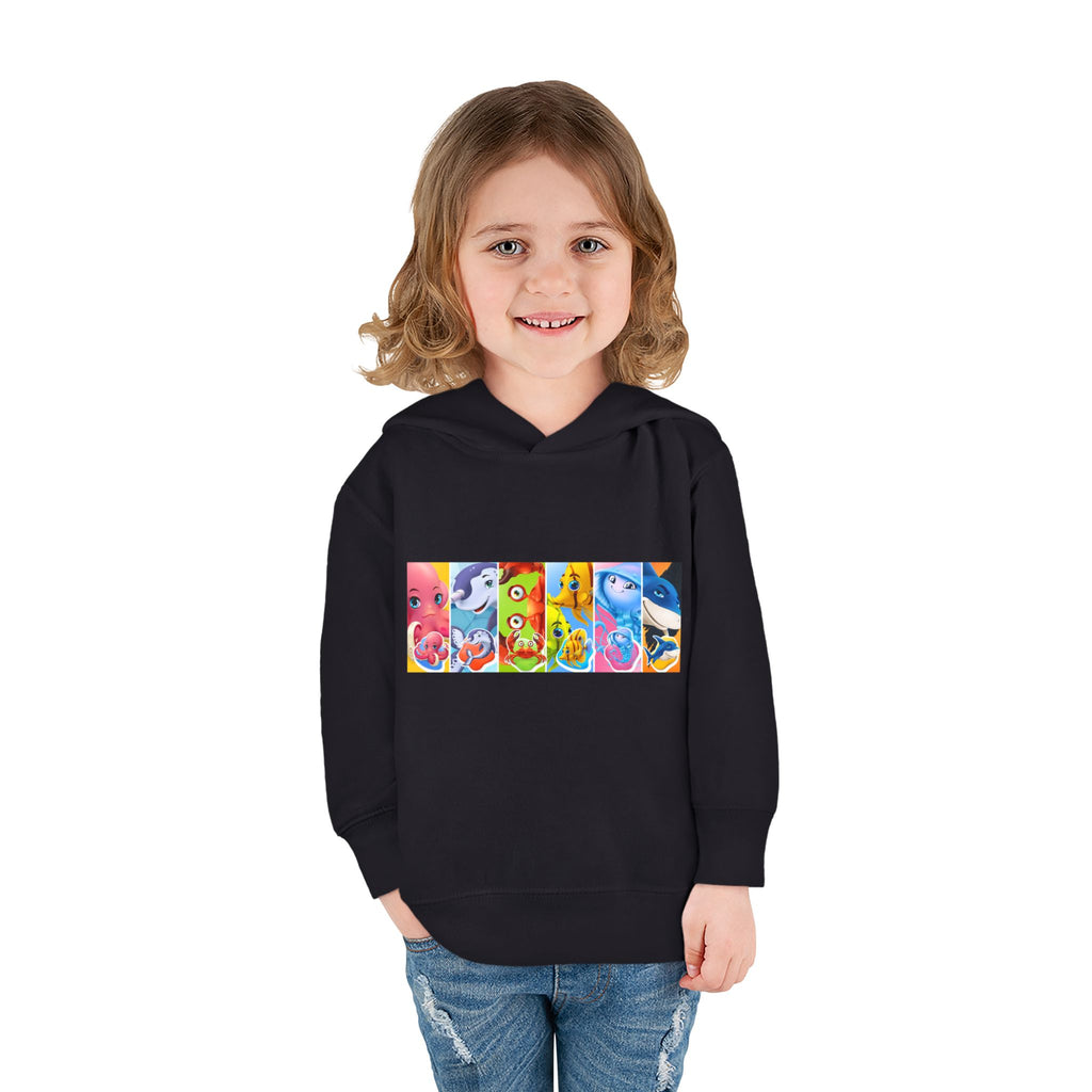 Toddler Hoodie — Colorful Cartoon Animal Collage Pullover
