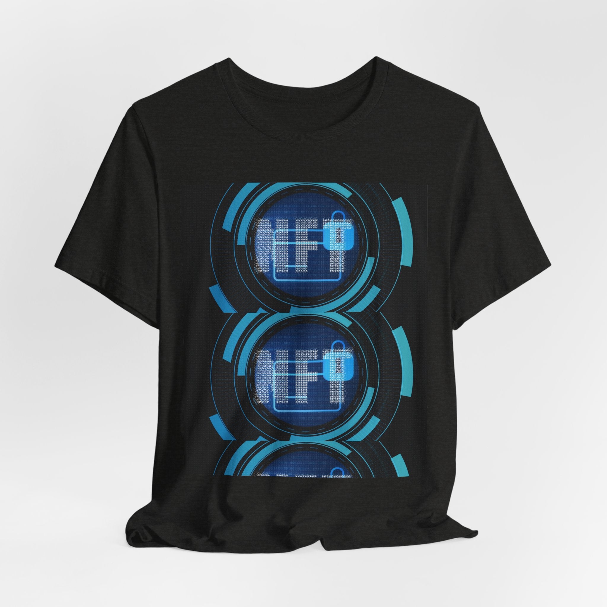 Tech Circuit Tee — Futuristic Blue Digital Graphic T-Shirt