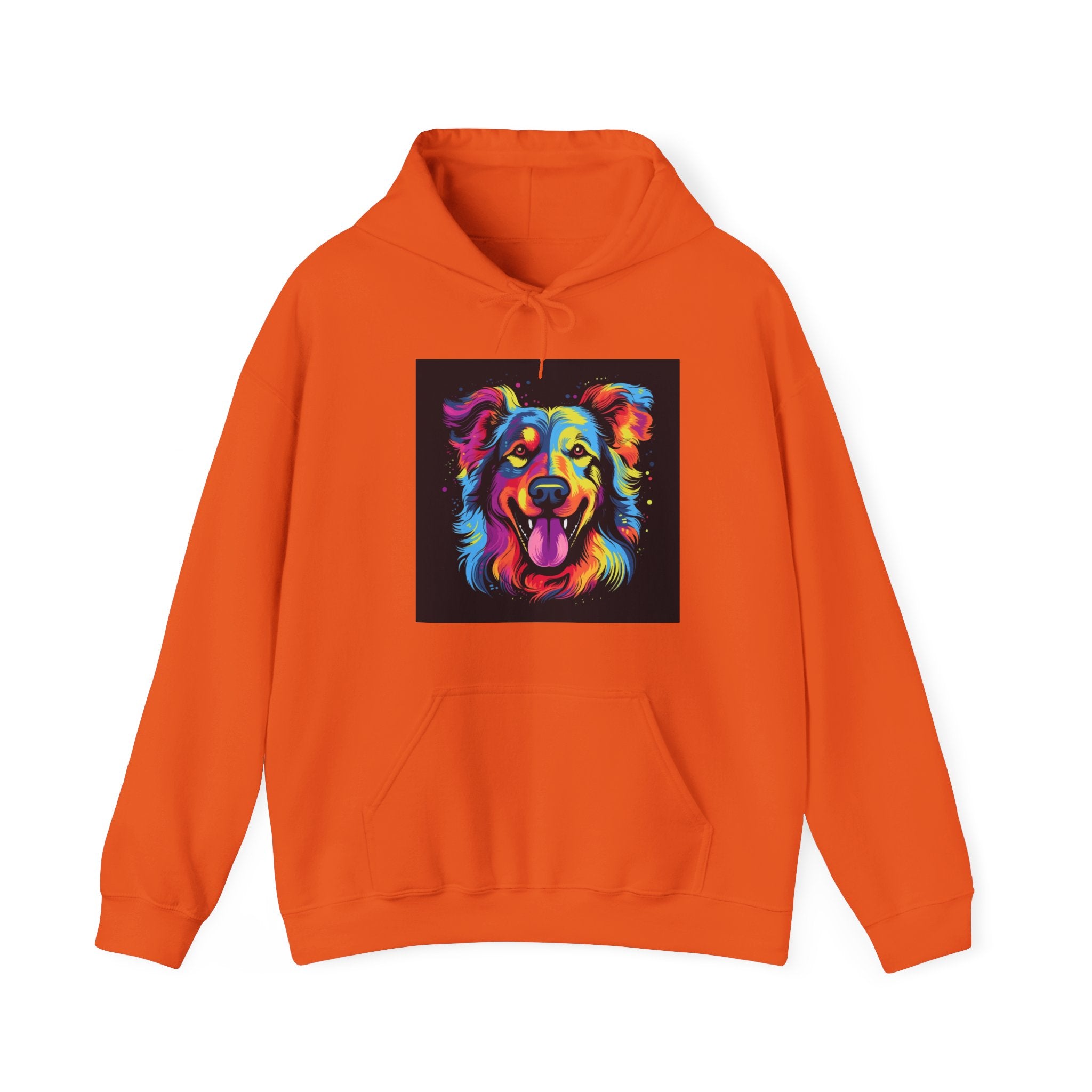 Colorful Pop Art Dog Hoodie — Vibrant Rainbow Canine Portrait Sweatshirt