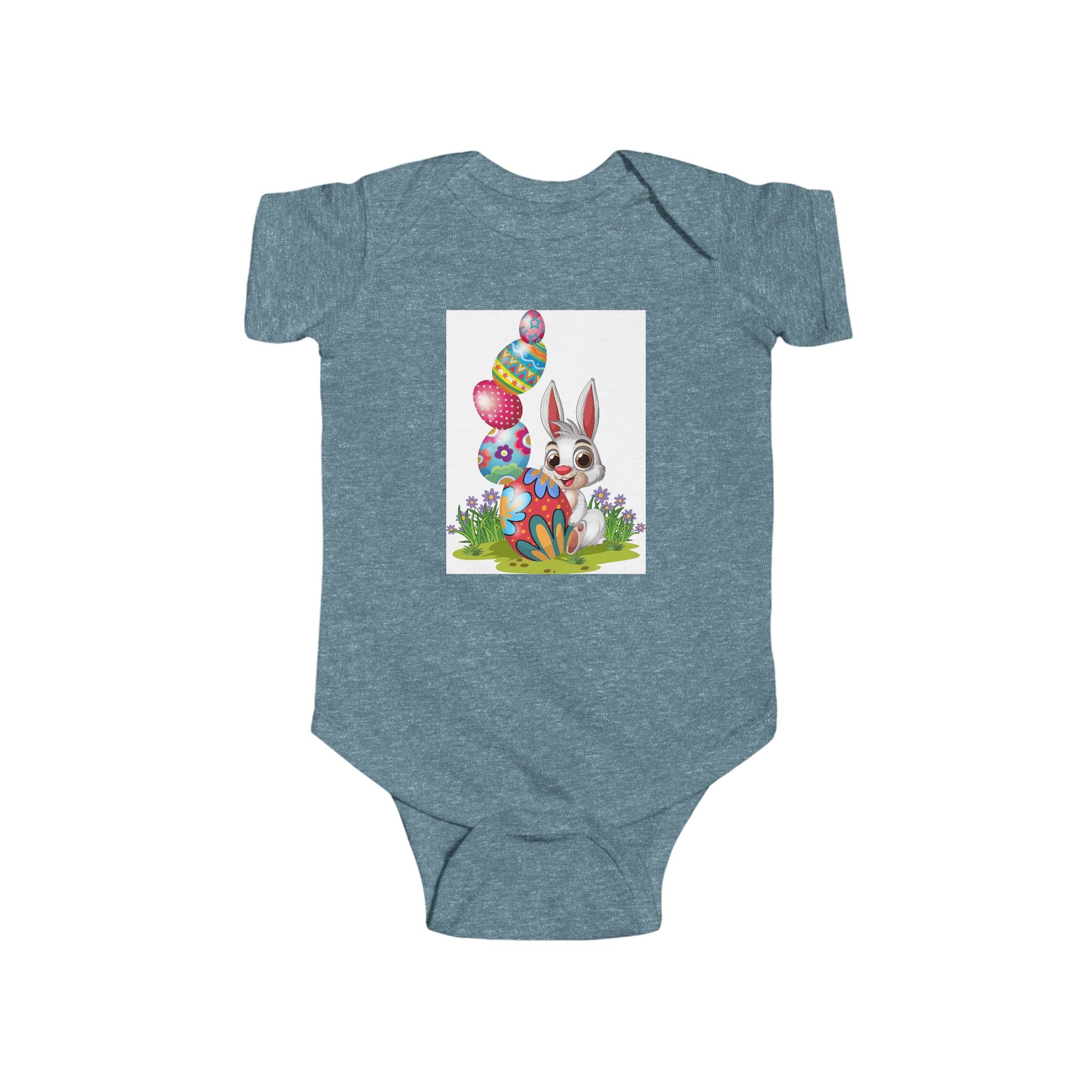 Easter Bunny Baby Bodysuit – Colorful Egg Hunt Infant Onesie