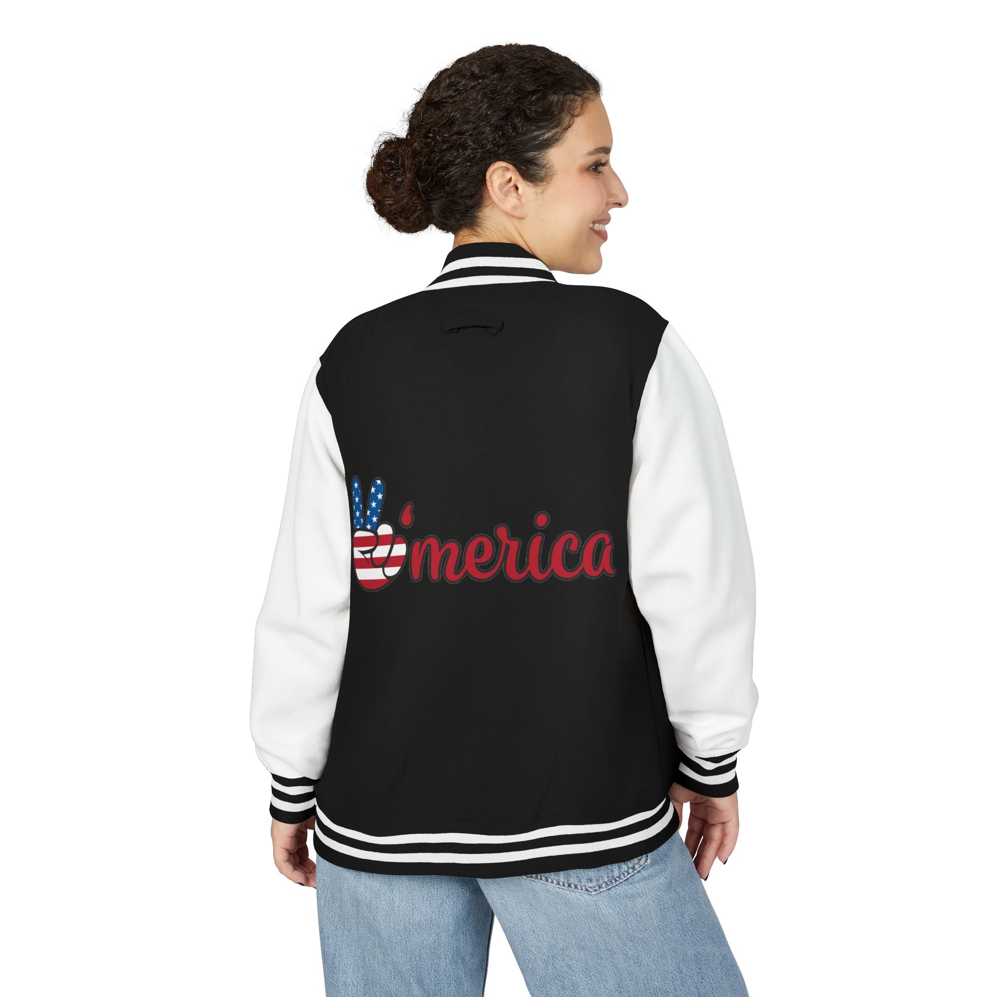 Patriotic 'LOVE' Letterman Jacket - Americana Varsity Jacket