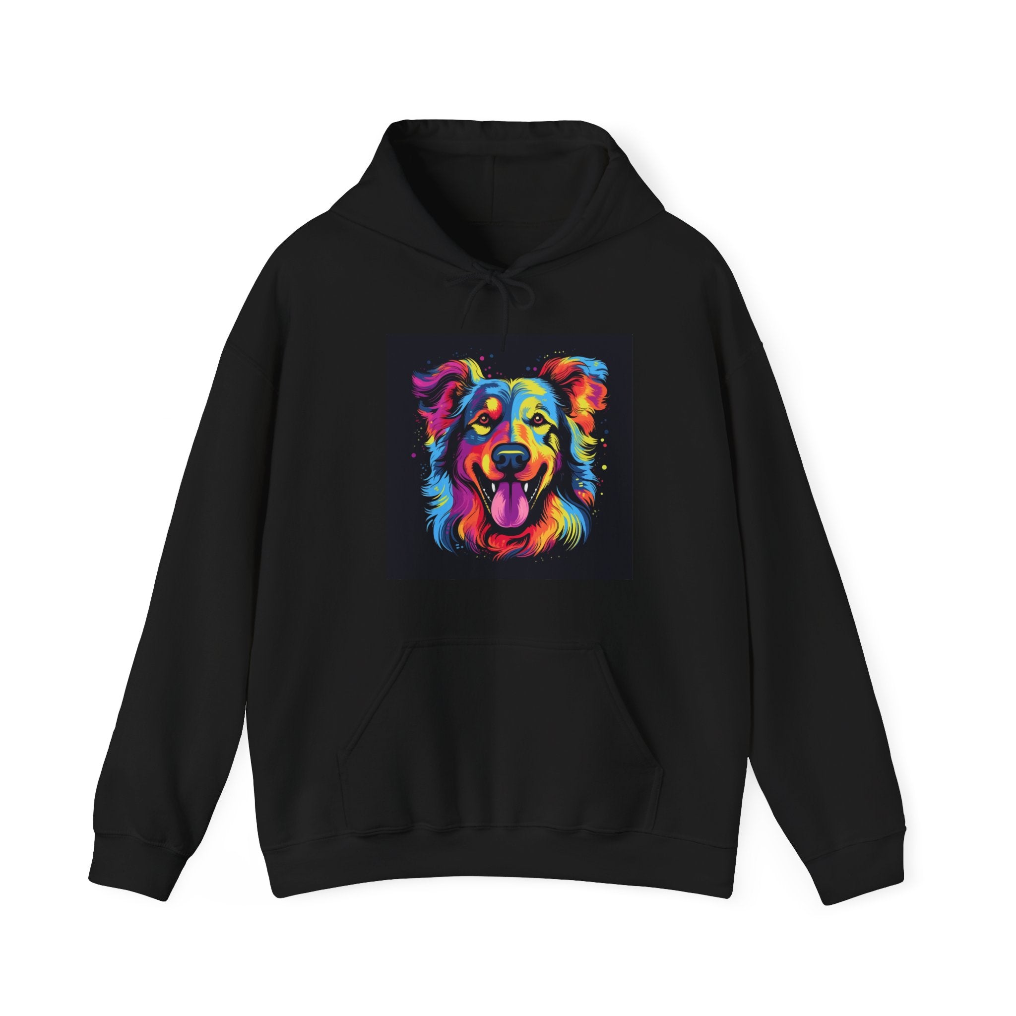 Colorful Pop Art Dog Hoodie — Vibrant Rainbow Canine Portrait Sweatshirt