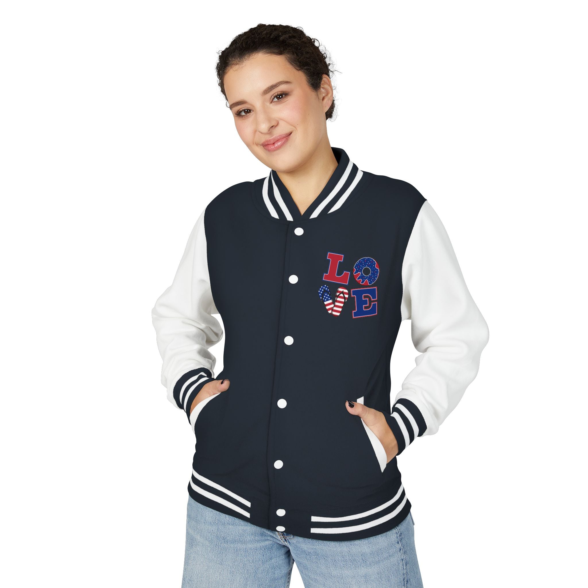 Patriotic 'LOVE' Letterman Jacket - Americana Varsity Jacket