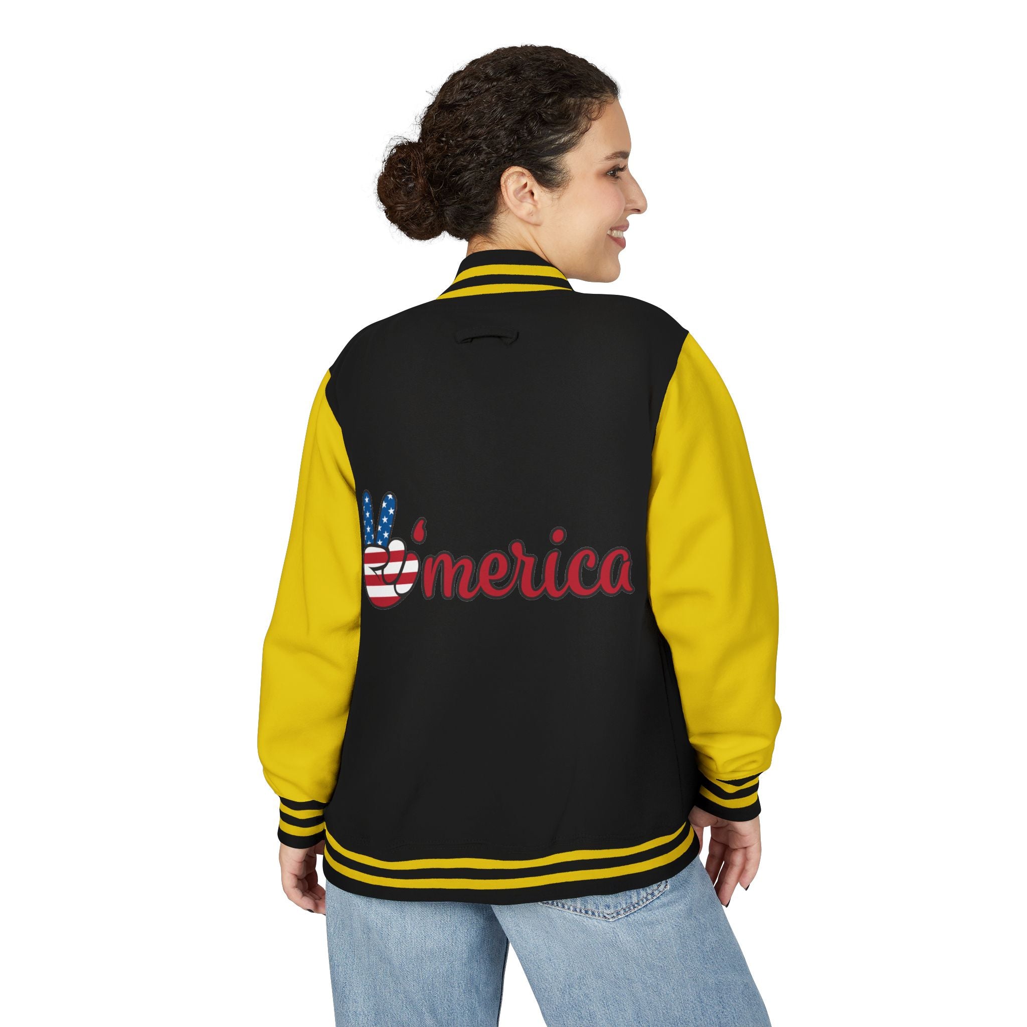 Patriotic 'LOVE' Letterman Jacket - Americana Varsity Jacket