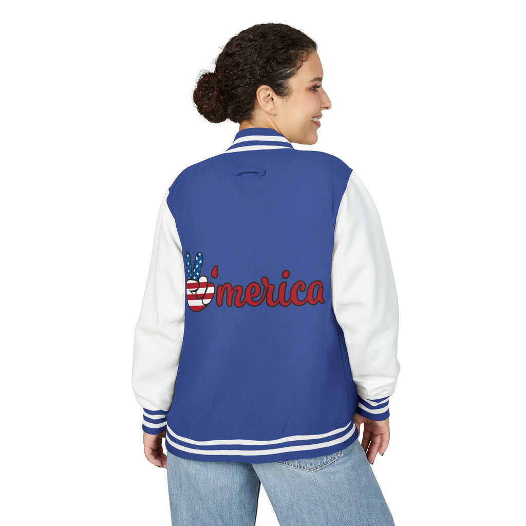 Patriotic 'LOVE' Letterman Jacket - Americana Varsity Jacket