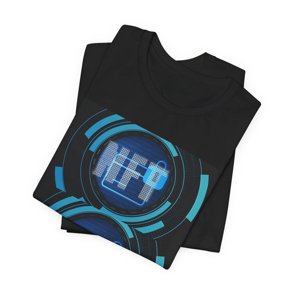 Tech Circuit Tee — Futuristic Blue Digital Graphic T-Shirt