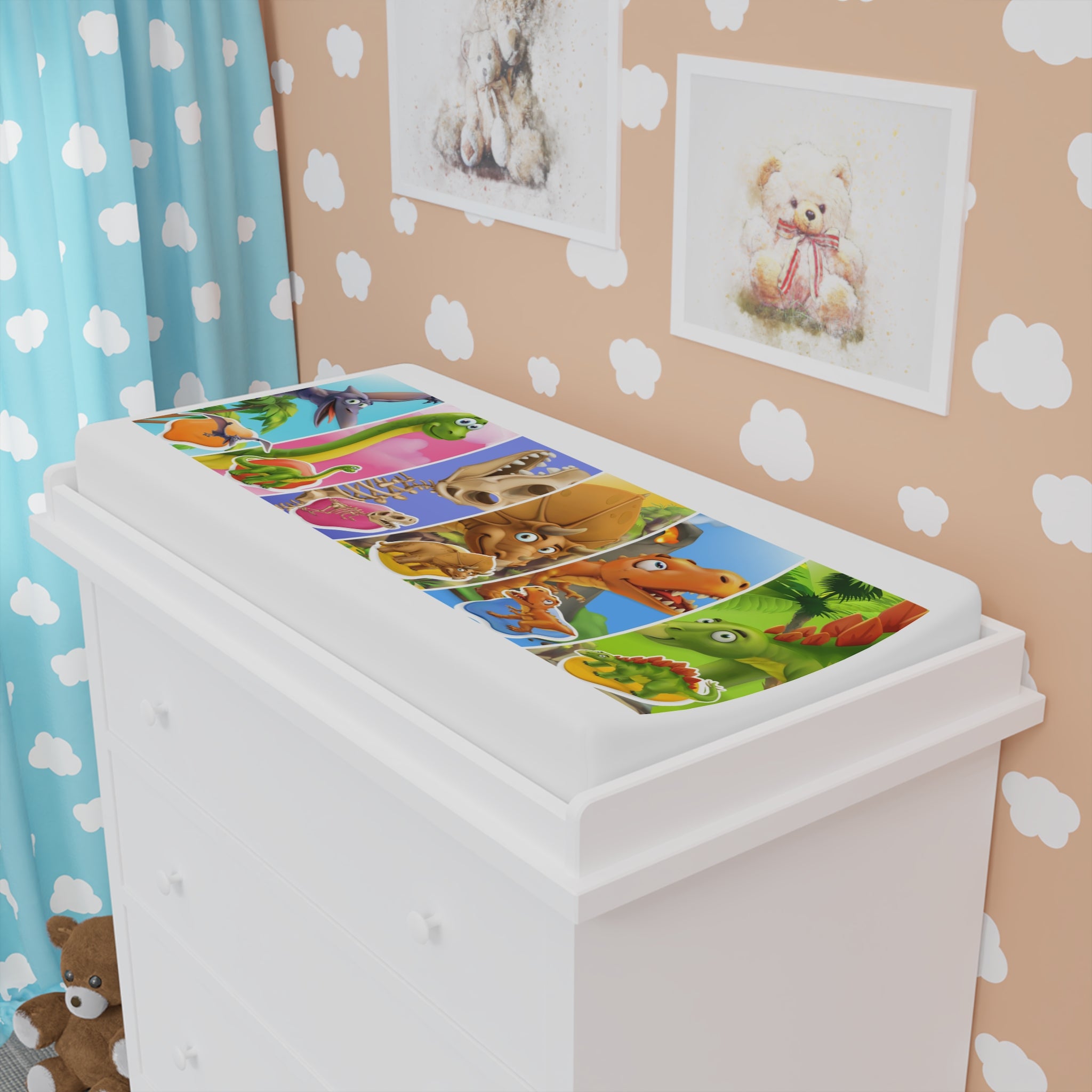 Dinosaur Friends Baby Changing Pad Cover – Colorful Cute Dino Nursery Print
