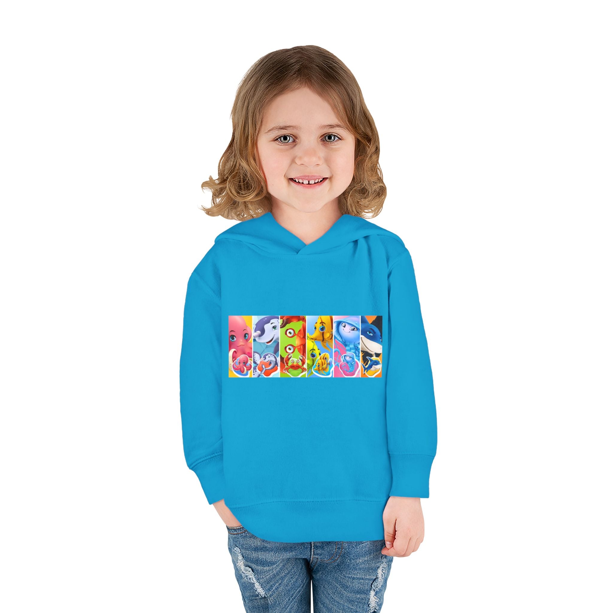 Toddler Hoodie — Colorful Cartoon Animal Collage Pullover
