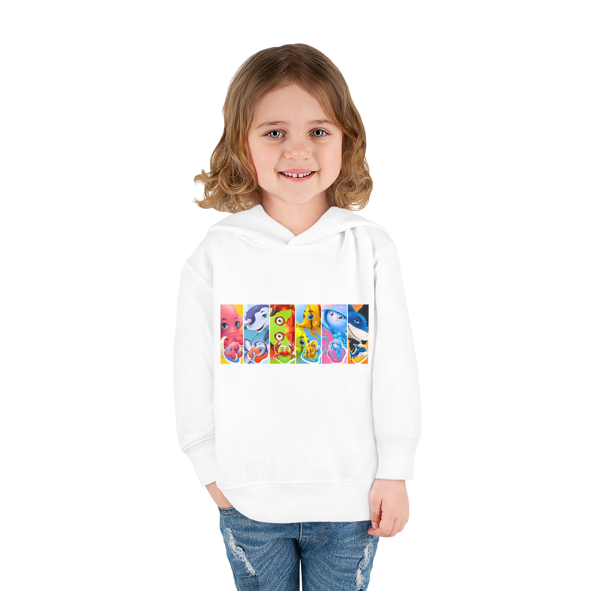 Toddler Hoodie — Colorful Cartoon Animal Collage Pullover