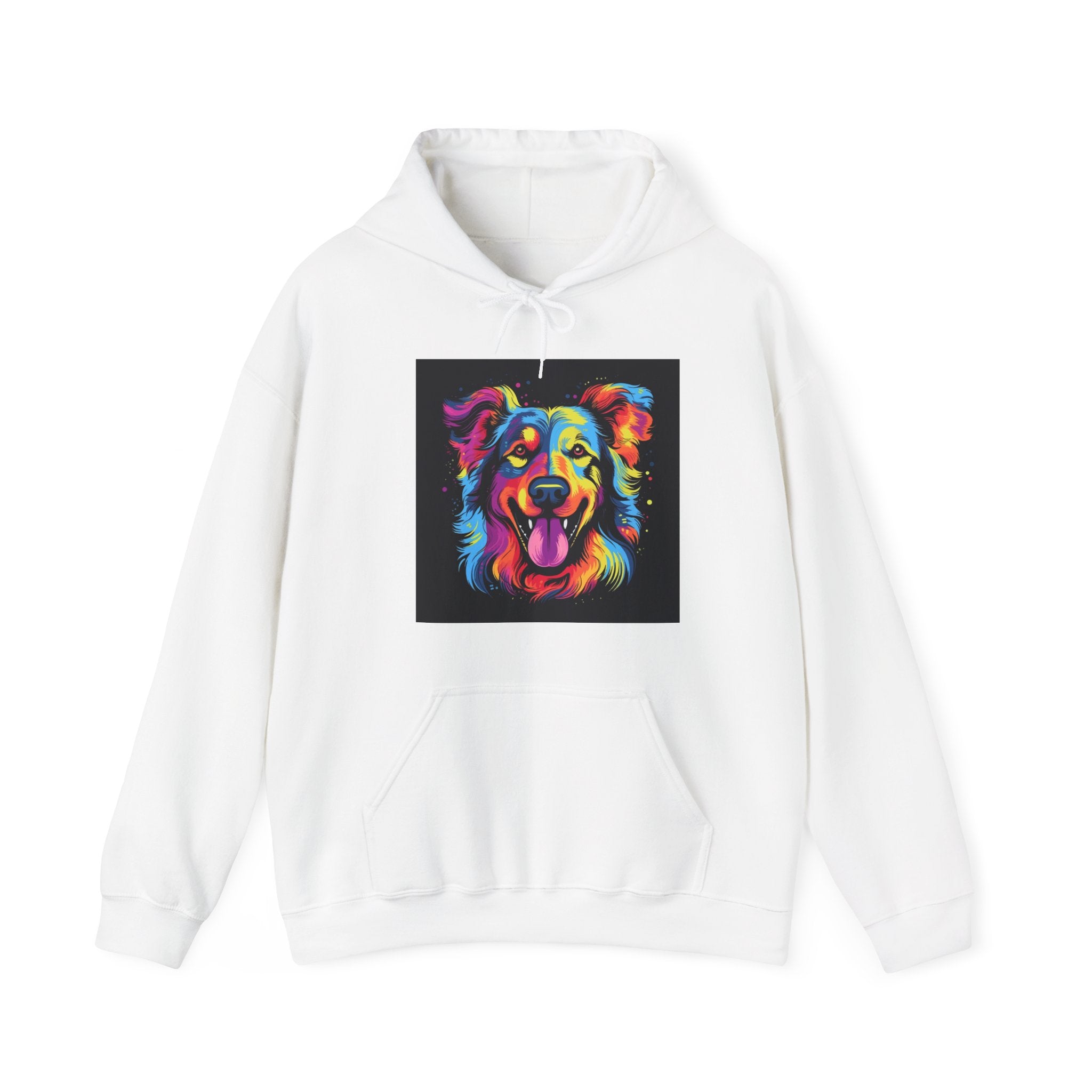 Colorful Pop Art Dog Hoodie — Vibrant Rainbow Canine Portrait Sweatshirt