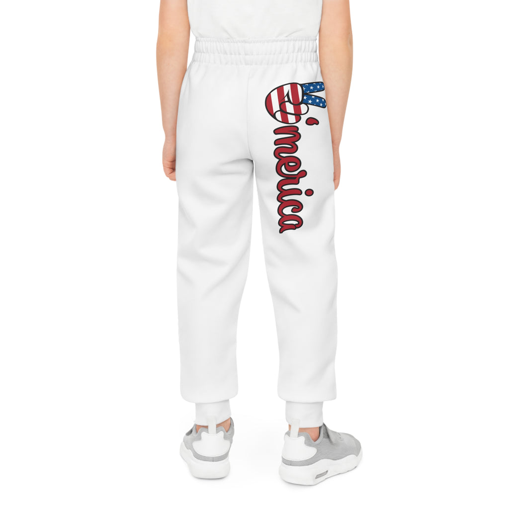 Youth Joggers - 'America' Patriotic USA Flag Side Print