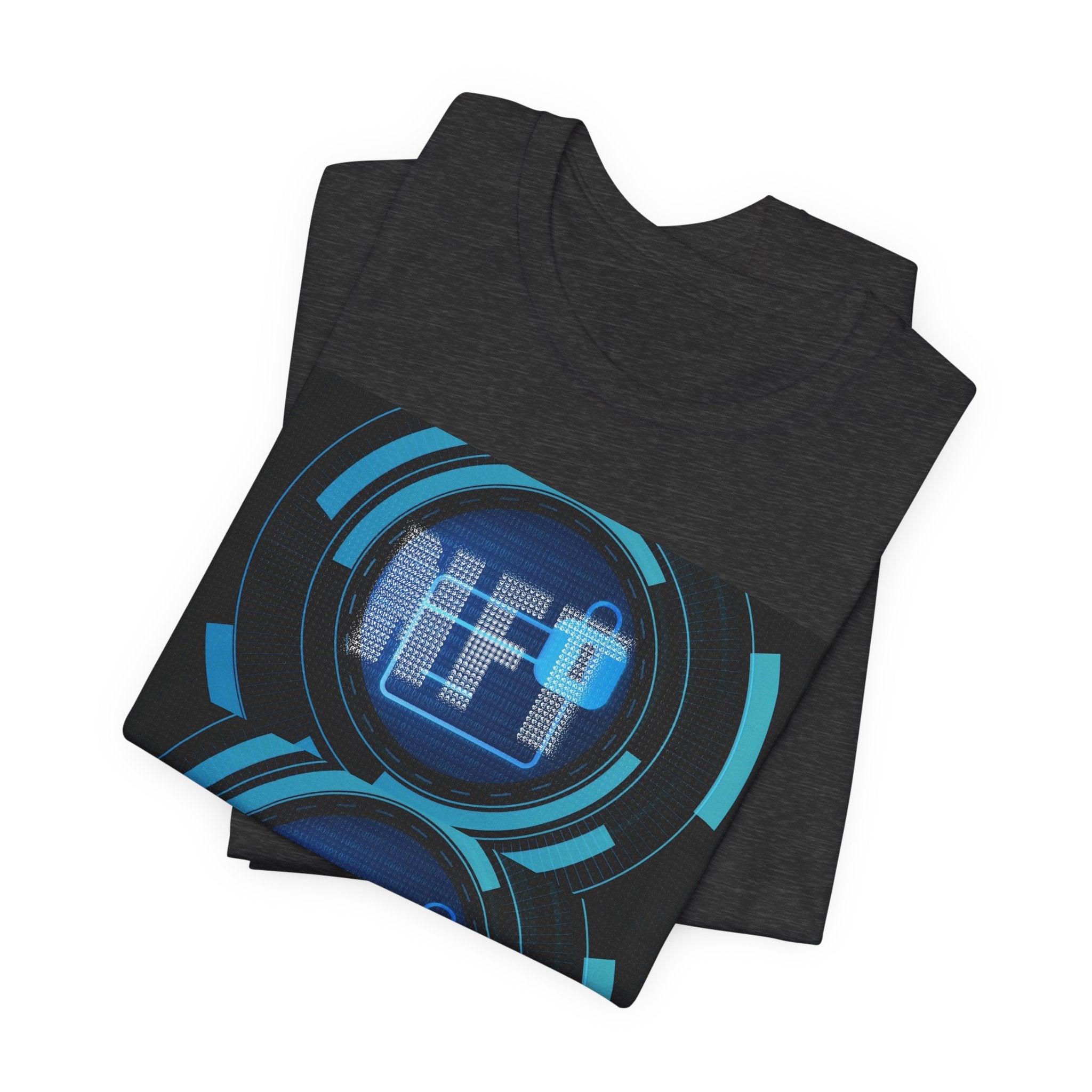 Tech Circuit Tee — Futuristic Blue Digital Graphic T-Shirt