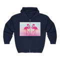 Flamingo Duo Zip Hoodie — Retro Pastel Tropical Graphic