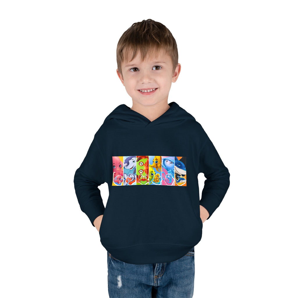 Toddler Hoodie — Colorful Cartoon Animal Collage Pullover