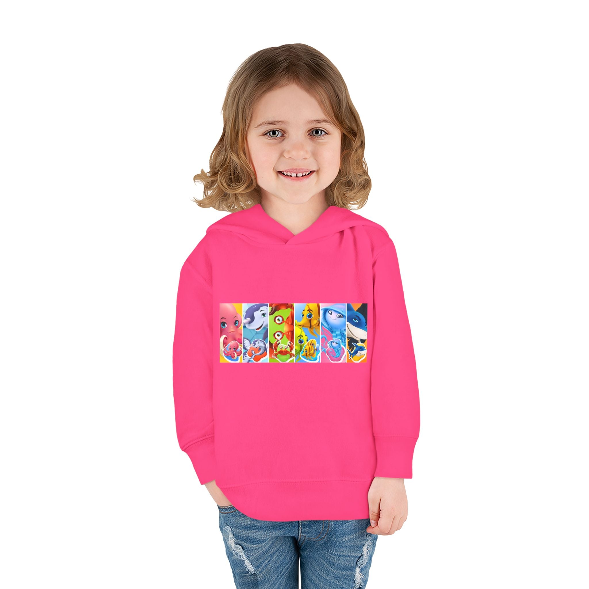 Toddler Hoodie — Colorful Cartoon Animal Collage Pullover