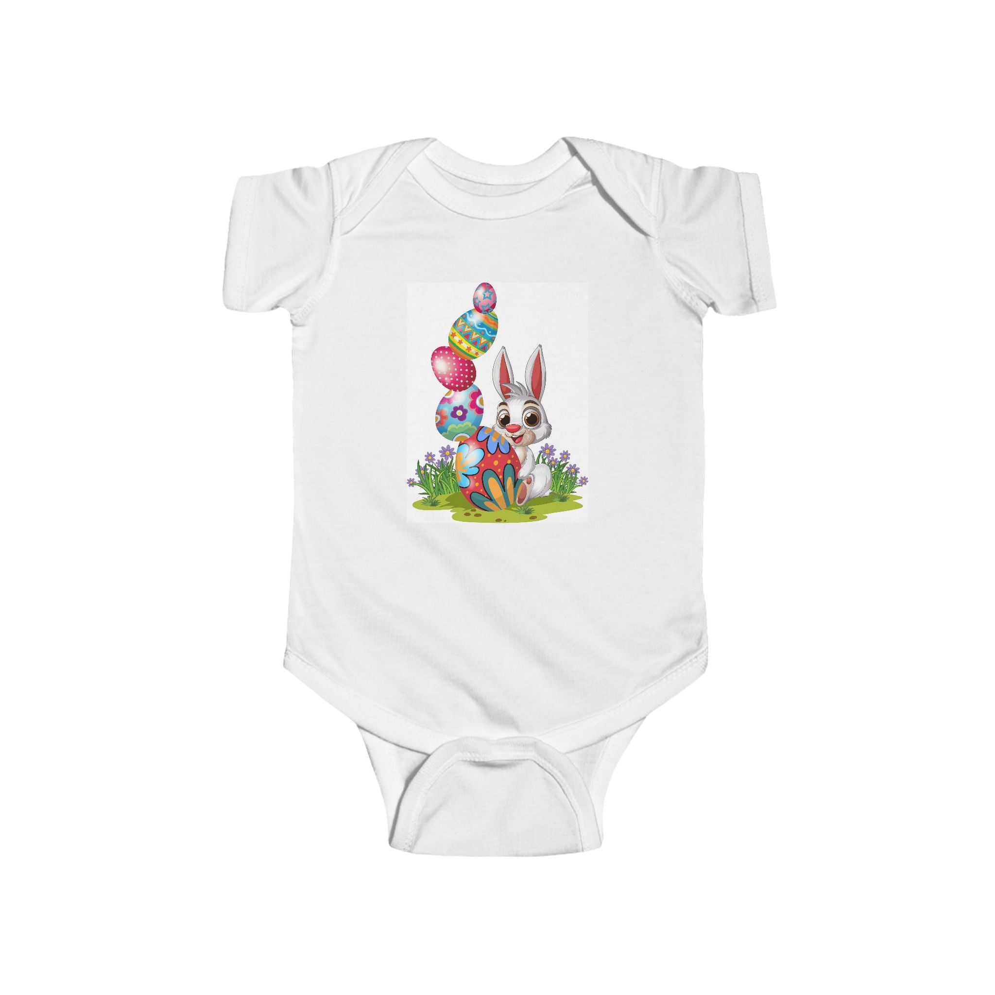 Easter Bunny Baby Bodysuit – Colorful Egg Hunt Infant Onesie