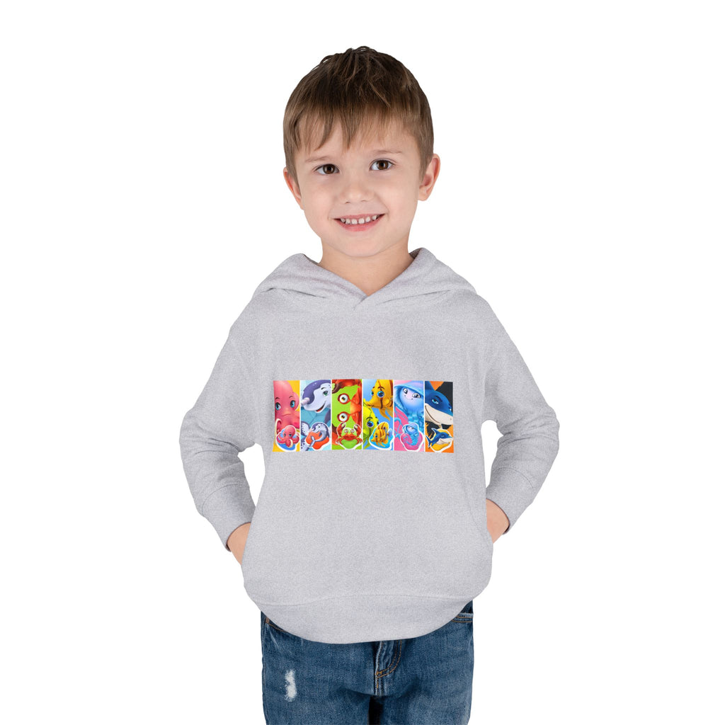 Toddler Hoodie — Colorful Cartoon Animal Collage Pullover