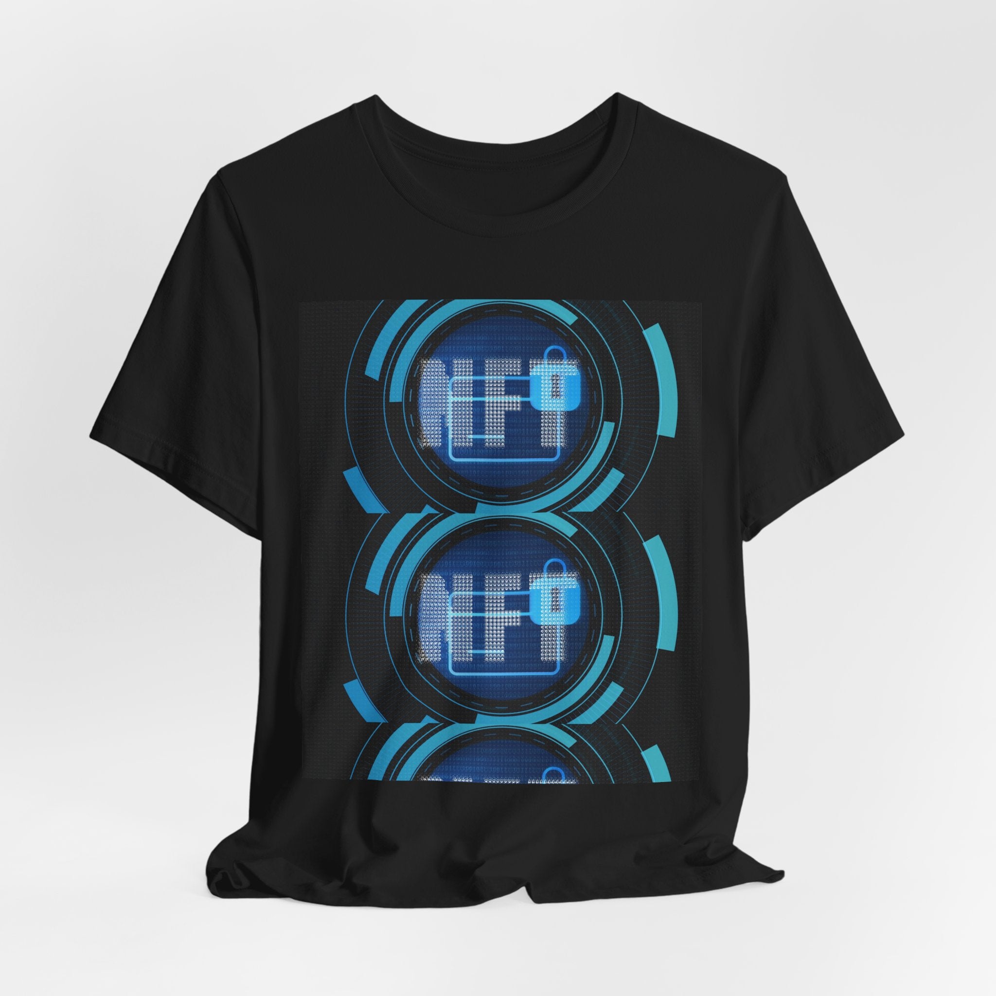 Tech Circuit Tee — Futuristic Blue Digital Graphic T-Shirt
