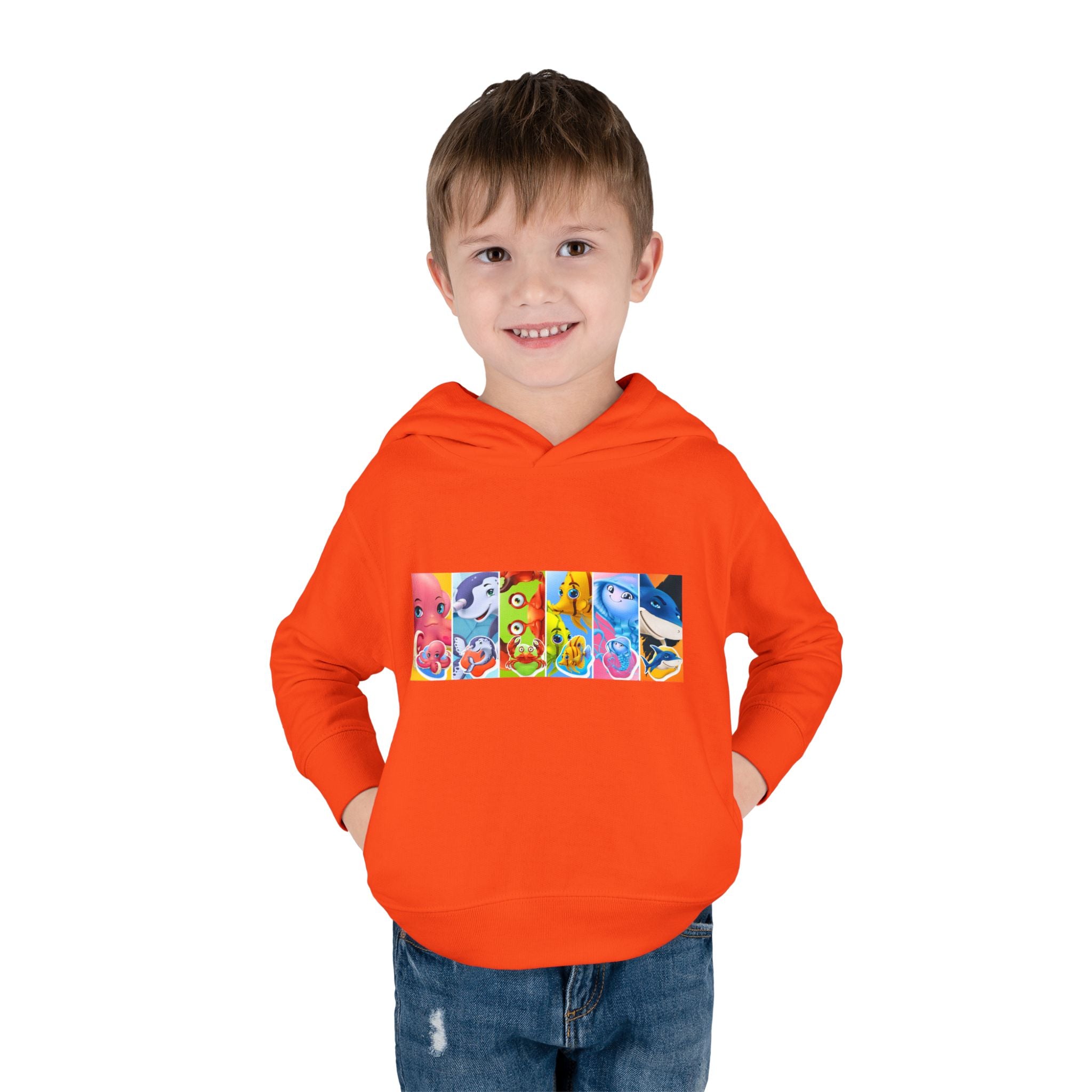 Toddler Hoodie — Colorful Cartoon Animal Collage Pullover