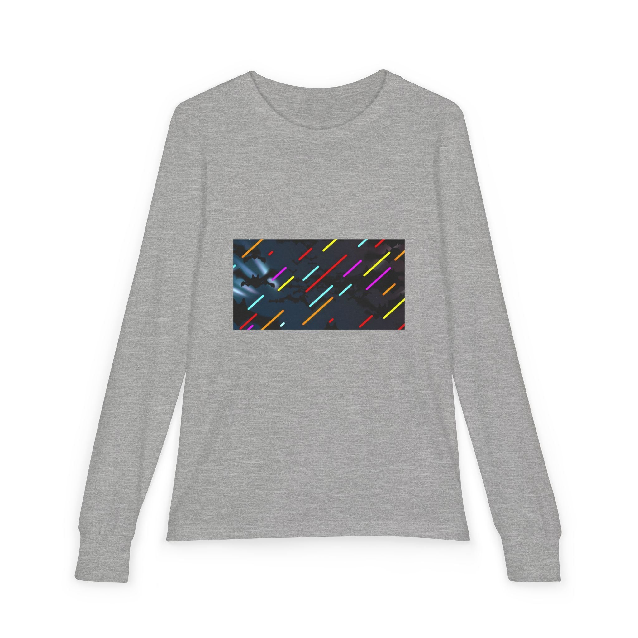Youth Long Sleeve Tee — Neon Comet Stripe Graphic