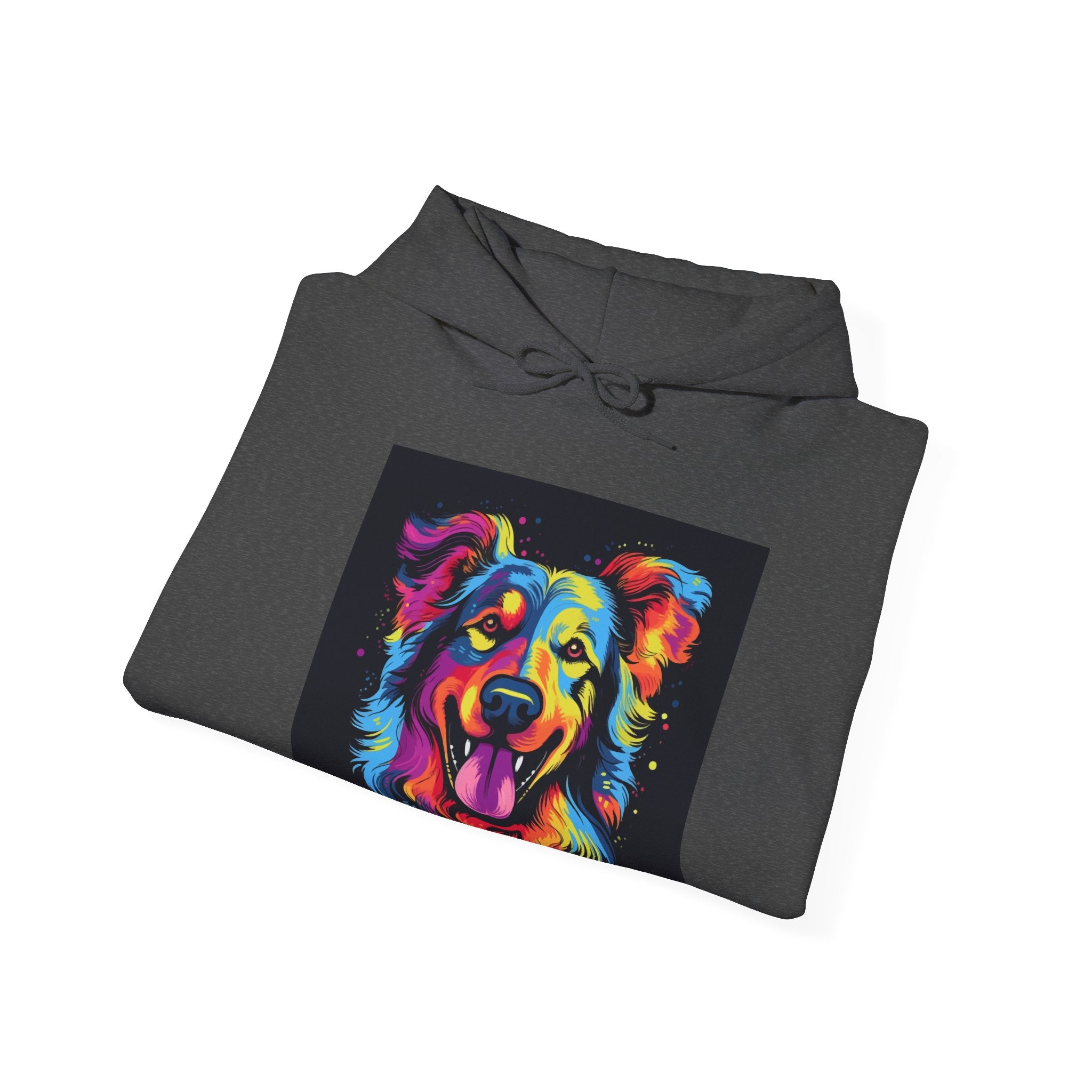 Colorful Pop Art Dog Hoodie — Vibrant Rainbow Canine Portrait Sweatshirt