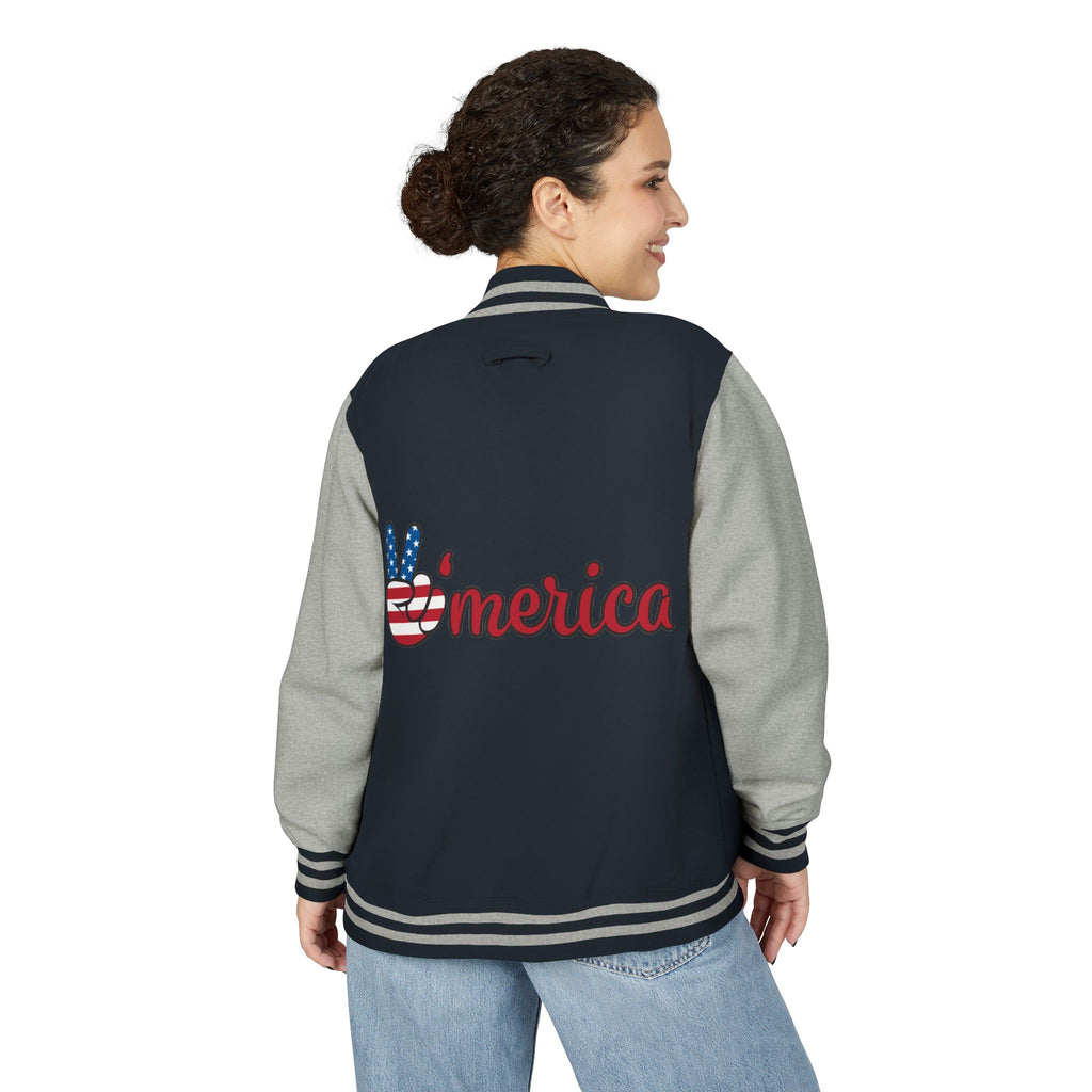 Patriotic 'LOVE' Letterman Jacket - Americana Varsity Jacket