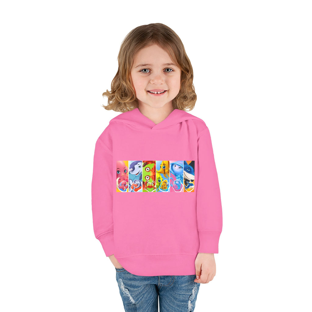 Toddler Hoodie — Colorful Cartoon Animal Collage Pullover