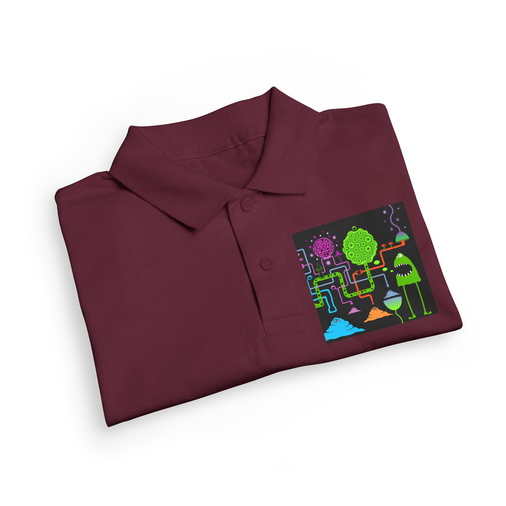 Youth Polo — Neon Space Garden Graphic Chest Pocket