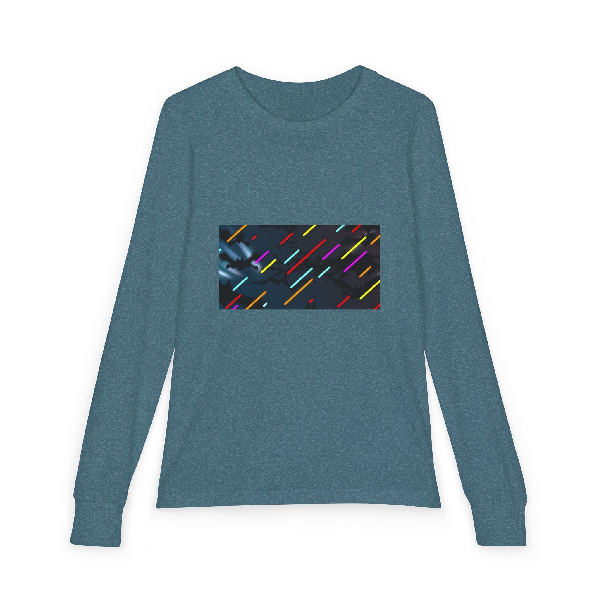 Youth Long Sleeve Tee — Neon Comet Stripe Graphic
