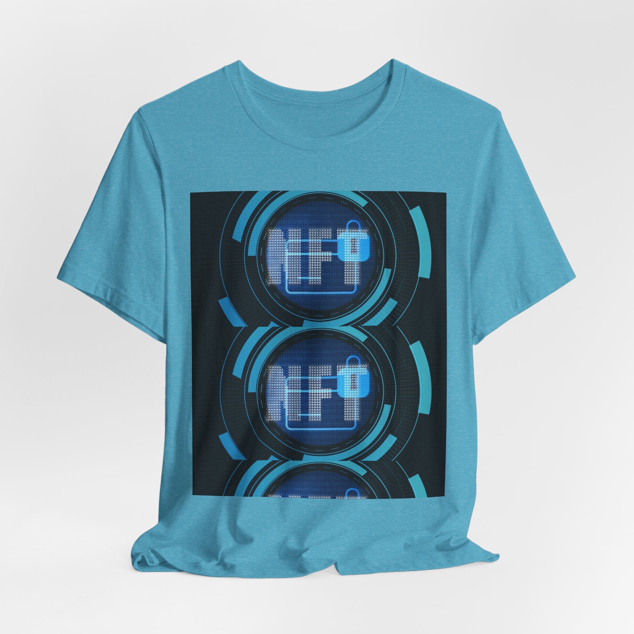 Tech Circuit Tee — Futuristic Blue Digital Graphic T-Shirt