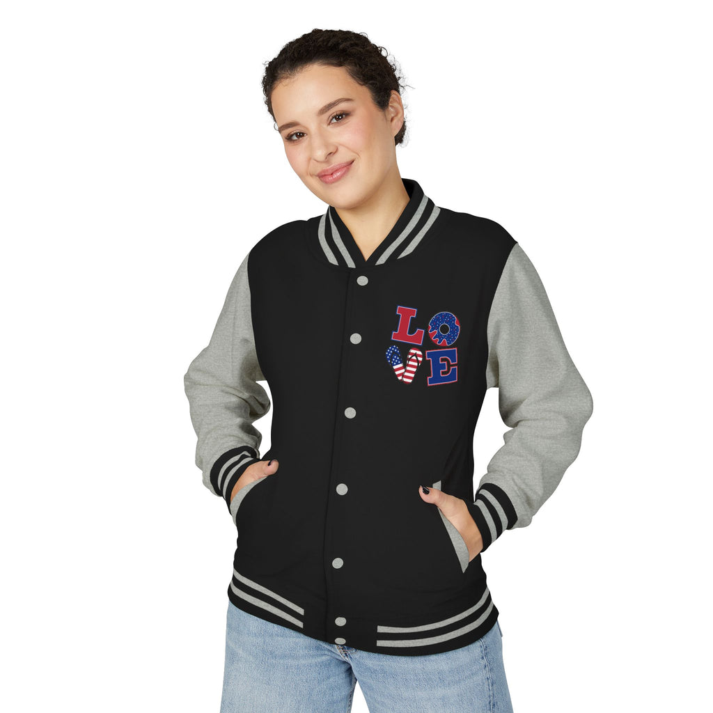 Patriotic 'LOVE' Letterman Jacket - Americana Varsity Jacket