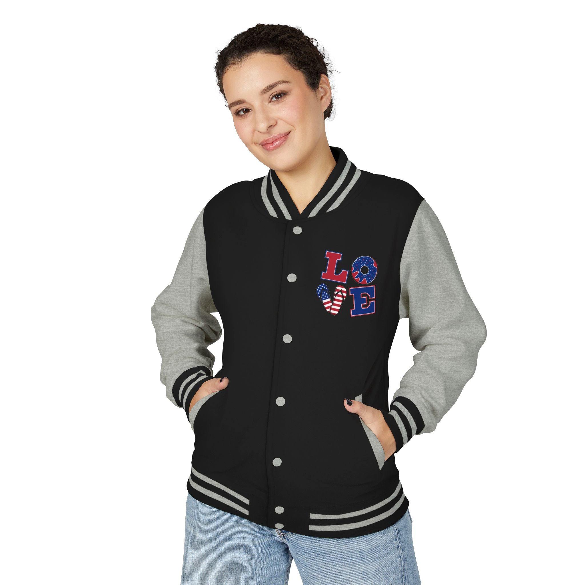 Patriotic 'LOVE' Letterman Jacket - Americana Varsity Jacket