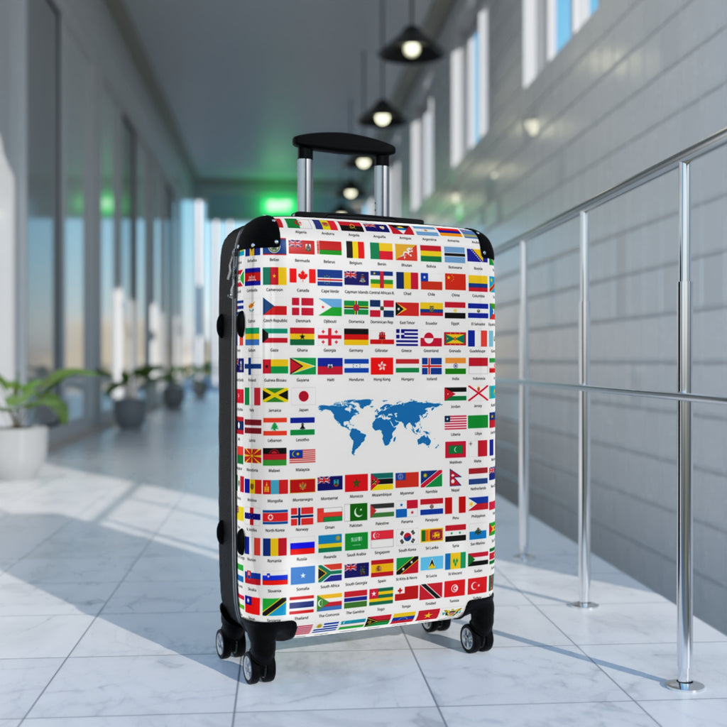 World Flags Carry-On Suitcase – Travel Luggage with Global Map Design