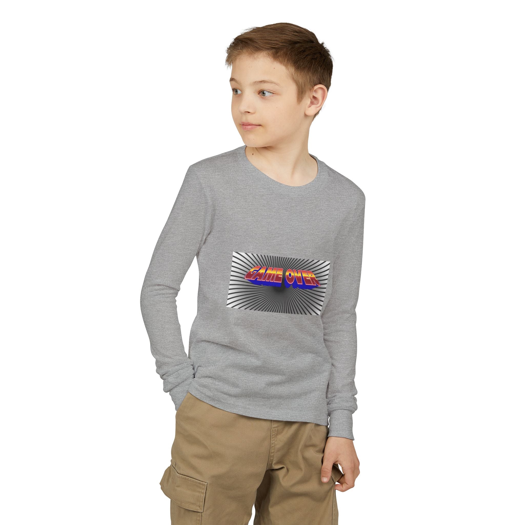 Youth Long Sleeve Tee — "Game Over" Retro Graphic