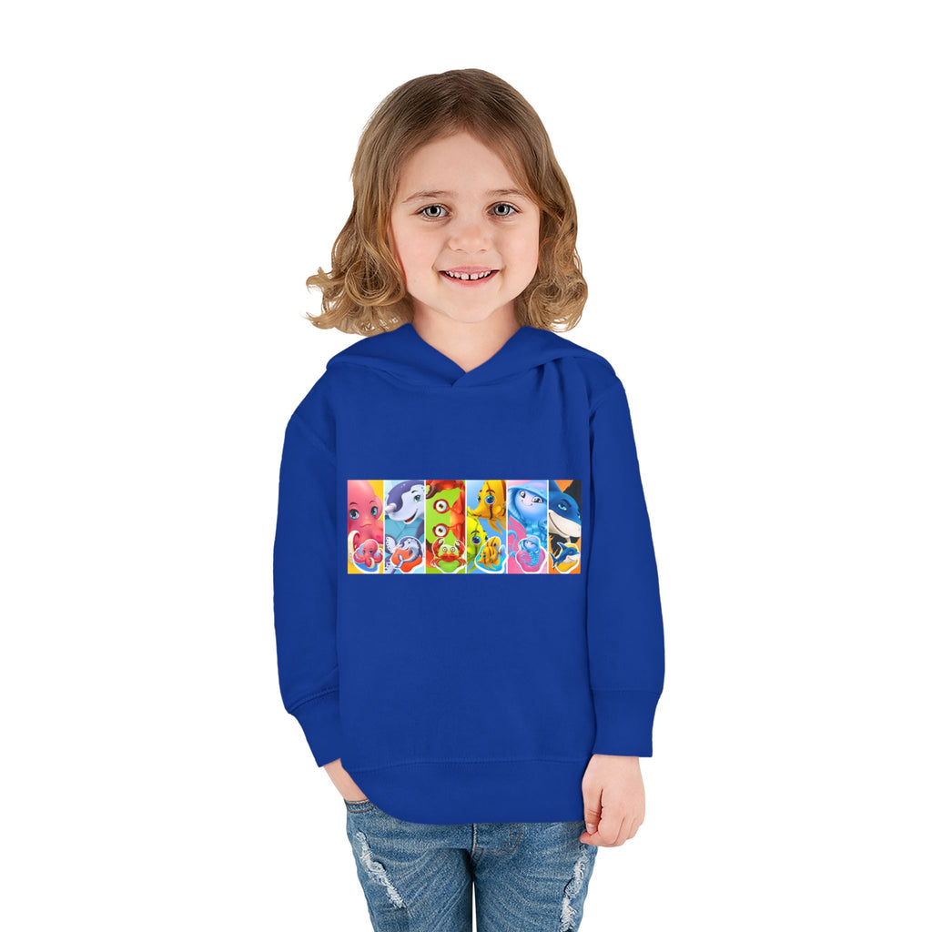Toddler Hoodie — Colorful Cartoon Animal Collage Pullover