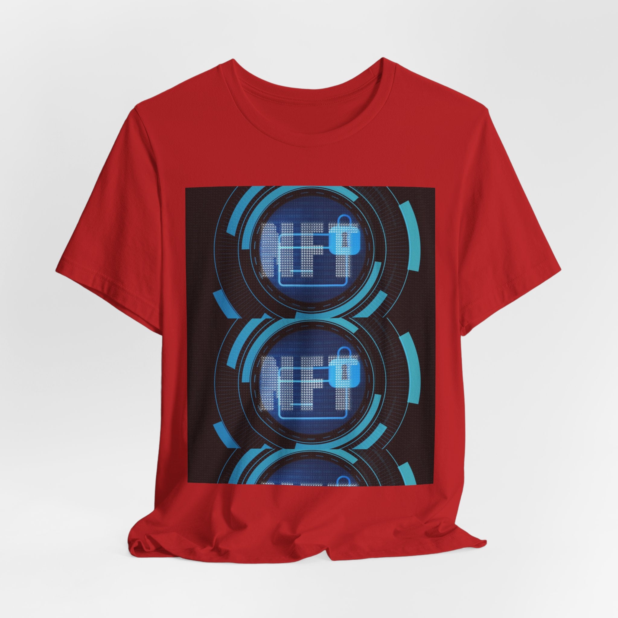 Tech Circuit Tee — Futuristic Blue Digital Graphic T-Shirt