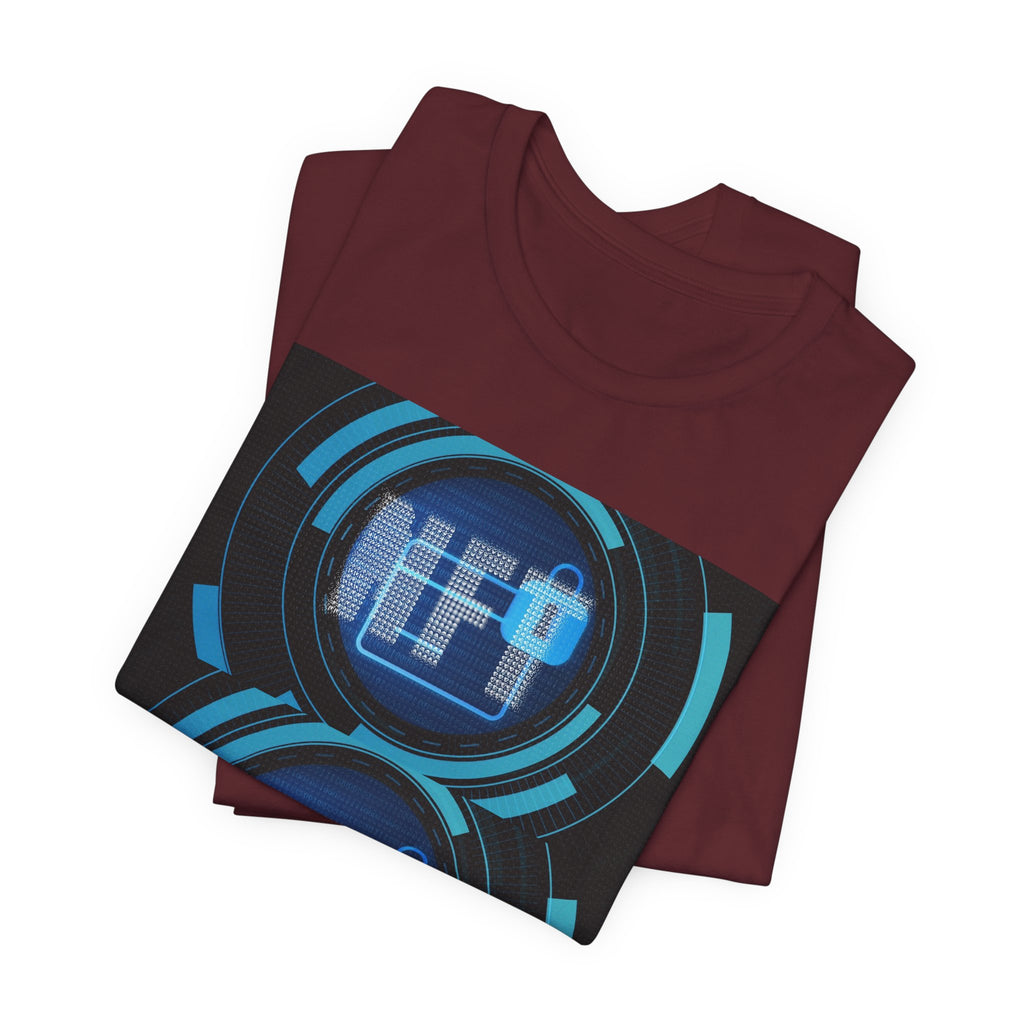 Tech Circuit Tee — Futuristic Blue Digital Graphic T-Shirt