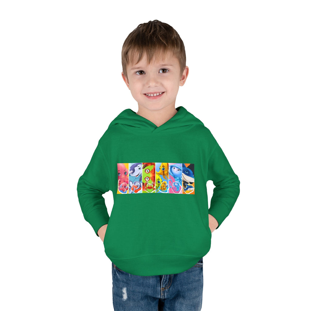 Toddler Hoodie — Colorful Cartoon Animal Collage Pullover