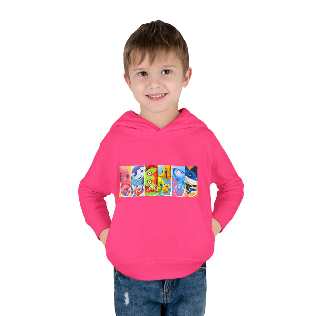 Toddler Hoodie — Colorful Cartoon Animal Collage Pullover