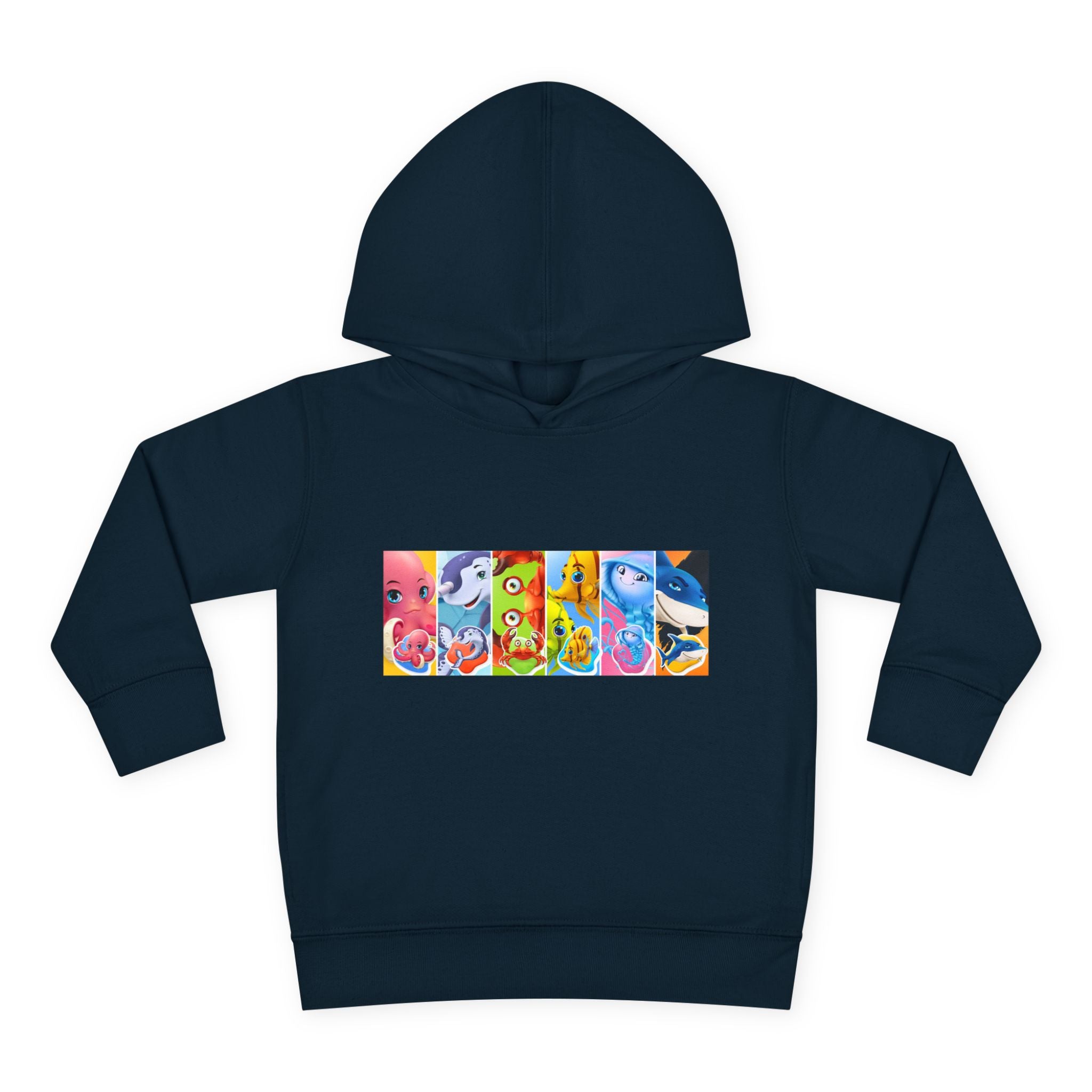 Toddler Hoodie — Colorful Cartoon Animal Collage Pullover